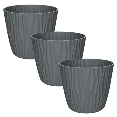 Engelland 3er-Set Blumentöpfe Ø 34 cm mit Bewässerungssystem – wetterfest & UV-beständig, Anthrazit