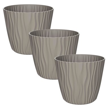 Engelland 3er-Set Blumentöpfe Ø 29 cm mit Bewässerungssystem – wetterfest & langlebig, Braun