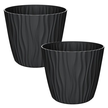 Engelland 2er-Set Blumentöpfe Ø 34 cm mit Bewässerungssystem – modern & UV-beständig, Schwarz