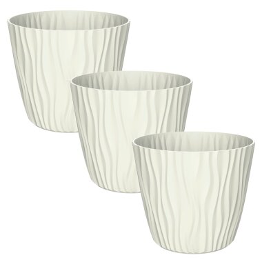 Engelland 3er-Set Blumentöpfe Ø 34 cm mit Bewässerungssystem – stilvoll & wetterfest, Beige