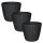 Engelland 3er-Set Blumentöpfe Ø 39 cm mit Bewässerungssystem – modern & UV-beständig, Schwarz