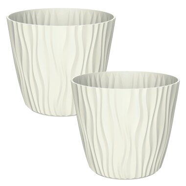 Engelland 2er-Set Blumentöpfe Ø 39 cm mit Bewässerungssystem – stilvoll & wetterfest, Beige
