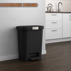 ENGELLAND 25 L Mülleimer Schwarz – Treteimer mit Soft-Close & Fußpedal