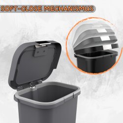ENGELLAND 25 L Mülleimer Schwarz – Treteimer mit Soft-Close & Fußpedal