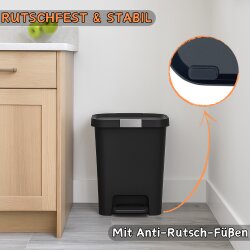 ENGELLAND 25 L Mülleimer Schwarz – Treteimer mit Soft-Close & Fußpedal