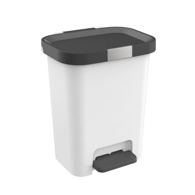ENGELLAND 25 L Mülleimer Weiß – Treteimer mit Deckel, Soft-Close & Fußpedal, hygienischer Abfalleimer für Küche, Bad & Büro