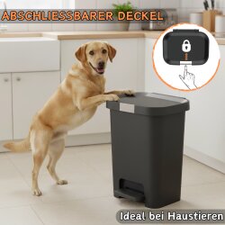 ENGELLAND 25 L Mülleimer Weiß – Treteimer mit Deckel, Soft-Close & Fußpedal, hygienischer Abfalleimer für Küche, Bad & Büro