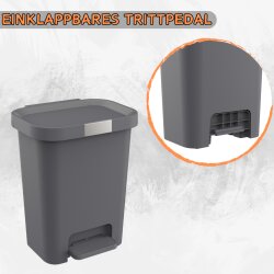 ENGELLAND 25 L Mülleimer Weiß – Treteimer mit Deckel, Soft-Close & Fußpedal, hygienischer Abfalleimer für Küche, Bad & Büro