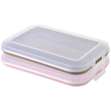 ENGELLAND Frischhaltedosen 2er Set Braun Rosa BPA-frei mikrowellen- und gefriergeeignet