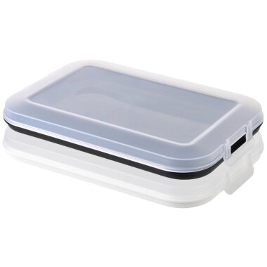 ENGELLAND 2er Set Frischhaltedosen Farb-Mix Schwarz Cremeweiß 25×17×3,5 cm | BPA frei, mikrowellen & gefriergeeignet