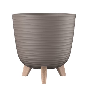 Engelland Blumentopf Ø 20 cm mit Füßen & Bewässerungssystem – robust, wetterfest & pflegeleicht, Braun