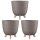 Engelland 3er Set Blumentopf Ø 20 cm mit Füßen & Bewässerungssystem – dekorativ, pflegeleicht & wetterfest, Braun