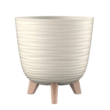 Engelland Blumentopf Ø 24 cm mit Füßen & Bewässerungssystem – wetterfest & pflegeleicht, Beige