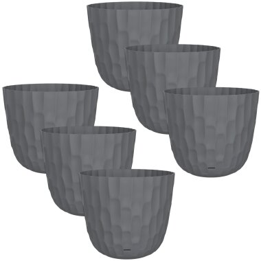 ENGELLAND Blumentopf 6er Set Ø 18 cm Anthrazit mit Untersetzer & Bewässerungssystem
