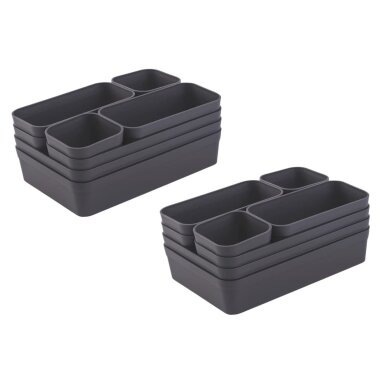 ENGELLAND 2 x Schubladen-Organizer 8-teilig Anthrazit