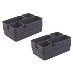 ENGELLAND 2 x Schubladen-Organizer 8-teilig Anthrazit