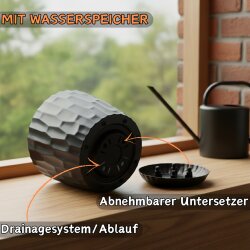 ENGELLAND Blumentopf Ø 23 cm mit Untersetzer & Bewässerungssystem Sand/Beige