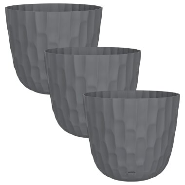 ENGELLAND Blumentopf 3er-Set Ø 29 cm mit Untersetzer & Bewässerungssystem Anthrazit