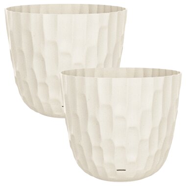 ENGELLAND Blumentopf 2er-Set Ø 29 cm mit Untersetzer & Bewässerungssystem Sand/Beige