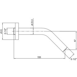 Wandanschluss-Brausearm 20 cm für Kopfbrausen &...