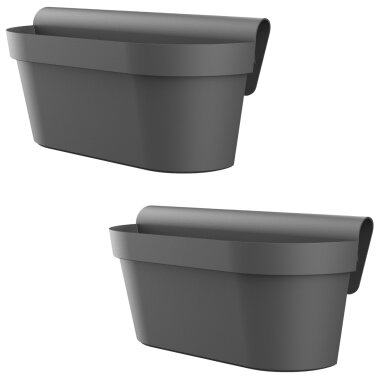 Engelland 2er Set Blumenkasten für Balkon Zaun Anthrazit 49 cm mit Wasserspeicher
