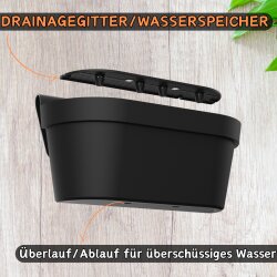 Engelland 2er Set Blumenkasten für Balkon Zaun Anthrazit 49 cm mit Wasserspeicher