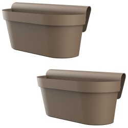 Engelland 2er Set Blumenkasten für Balkon Zaun Braun...