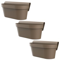 Engelland 3er Set Blumenkasten für Balkon Zaun Braun...