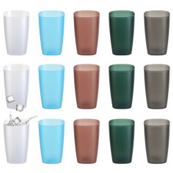 ENGELLAND 15er Set Plastikbecher bunt 400 ml stapelbar...