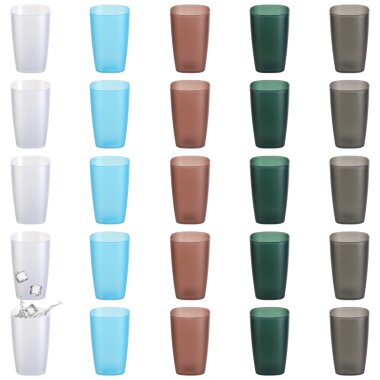 ENGELLAND 25er Plastikbecher bunt mit Frostoptik 400 ml BPA-frei