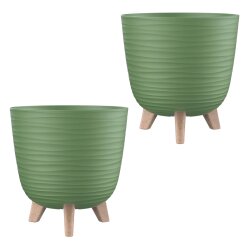 ENGELLAND 2x Blumentopf 24 cm moosgrün mit...