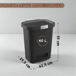 ENGELLAND Mülleimer 40 L mit Pedal und Soft-Close...