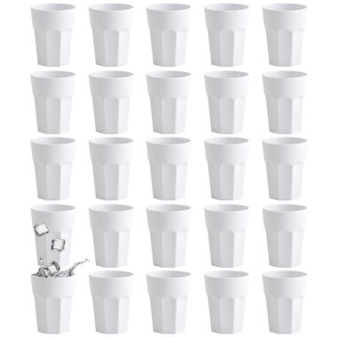 ENGELLAND 25x Kunststoffbecher 250 ml cremeweiß BPA-frei stapelbar