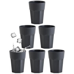 6er Set Kunststoffbecher 250 ml Anthrazit &...