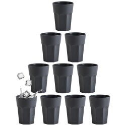 10er Set Kunststoffbecher 250 ml Anthrazit &...