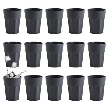 15er Set Kunststoffbecher von ENGELLAND 250 ml Anthrazit & Pastellfarben – bruchfest, stapelbar, BPA-frei