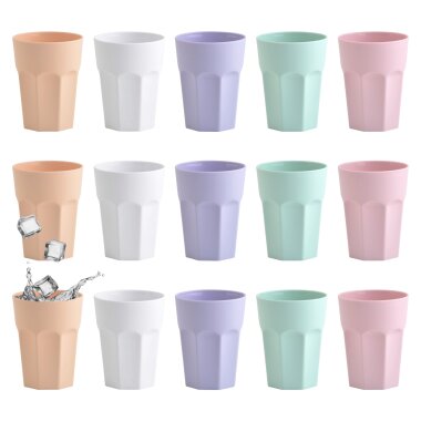 ENGELLAND 15x Kunststoffbecher 250 ml bunt – BPA-frei & stapelbar