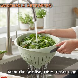 Engelland - 1 x Abtropfsieb, Beige, Nudelsieb, Küchensieb mit Griffen, Kunststoff, BPA-frei, Ø 24,50 cm, Haushaltssieb, Seiher für Obst, Nudel, Gemüse, spülmaschinengeeignet