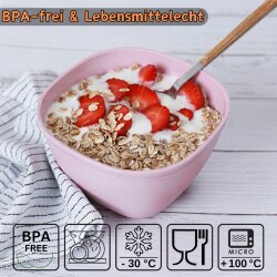 Engelland Kunststoffschüsseln 4er Set, 750 ml, BPA-frei, Flieder-Lila, bruchfest & stapelbar - Müslischalen, Suppenschalen, Snack- & Dipschalen - mikrowellen-, spülmaschinen- & gefriergeeignet