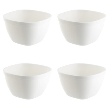 Engelland Kunststoffschüsseln 4er Set, 750 ml, BPA-frei, Weiß, bruchfest & stapelbar - Müslischalen, Suppenschalen, Snack- & Dipschalen - mikrowellen-, spülmaschinen- & gefriergeeignet