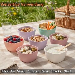 Engelland Kunststoffschüsseln 6er Set, 750 ml, BPA-frei, Mint-Grün, bruchfest & stapelbar - Müslischalen, Suppenschalen, Snack- & Dipschalen - mikrowellen-, spülmaschinen- & gefriergeeignet