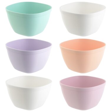 Engelland Kunststoffschüsseln 6er Set, 750 ml, BPA-frei, bunter Farbmix, bruchfest & stapelbar - Müslischalen, Suppenschalen, Snack- & Dipschalen - mikrowellen-, spülmaschinen- & gefriergeeignet