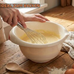 Engelland - 3er Set Backschüsseln mit Griff, Rührschüsseln, Salatschüsseln, robust, BPA-frei, stapelbar, rutschfeste Silikonfüße, Einhandausguss, Kunststoff, Farbe: Grau