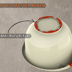 Engelland - 3er Set Backschüsseln mit Griff, Rührschüsseln, Salatschüsseln, robust, BPA-frei, stapelbar, rutschfeste Silikonfüße, Einhandausguss, Kunststoff, Farbe: Grau