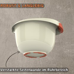 Engelland - 3er Set Backschüsseln mit Griff, Rührschüsseln, Salatschüsseln, robust, BPA-frei, stapelbar, rutschfeste Silikonfüße, Einhandausguss, Kunststoff, Farbe: Rosa