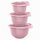 Engelland - 3er Set Backschüsseln mit Griff, Rührschüsseln, Salatschüsseln, robust, BPA-frei, stapelbar, rutschfeste Silikonfüße, Einhandausguss, Kunststoff, Farbe: Rosa